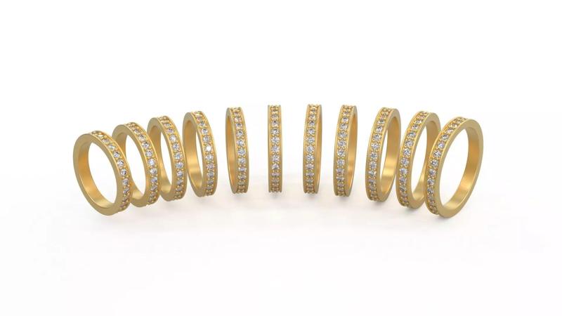 Eternity Diamond Wedding Band Ring 5-10 US Size 2mm Diamond 3D Model Collection