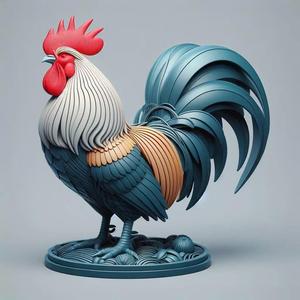 2173  Colorful 3D Model of a Rooster on Base  pug