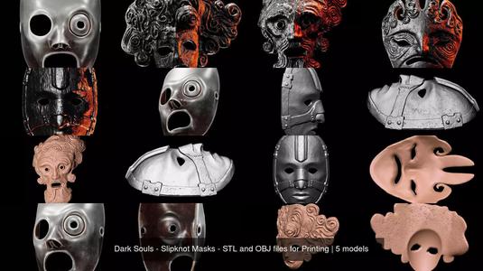 Dark Souls - Slipknot Masks - STL and OBJ files for Printing 3D Model Collection
