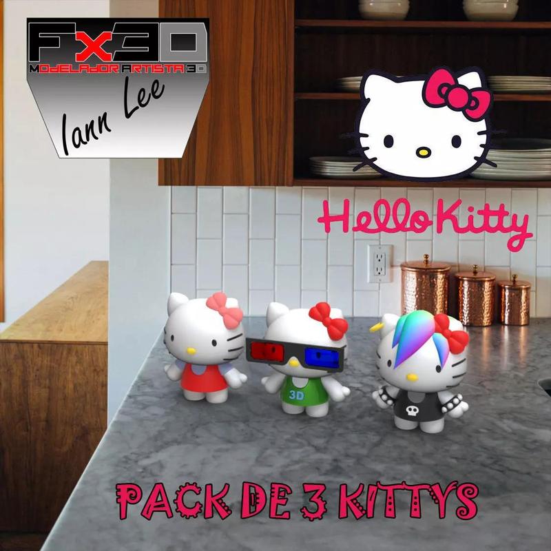 Hello Kitty x 3 Clasica 3D y Moderna STL