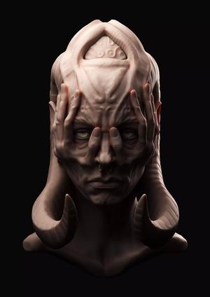 creature head sculpture