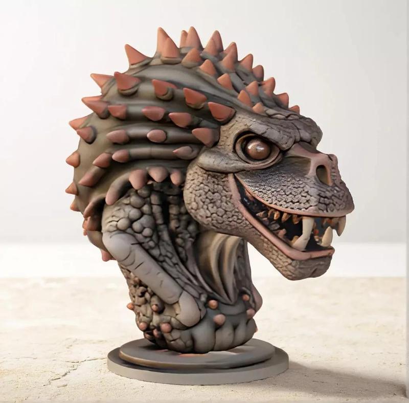 Edmontonia Head Bust 3D Model - STL Printable Dinosaur