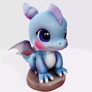 Cute Baby Blue Dragon Ready for 3D Printing