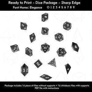 Dice Masters – Ready to Print - 16 Piece Set – Presupported  STL Files for 3D Printing – Featuring  Our Exclusive Elegance Font
