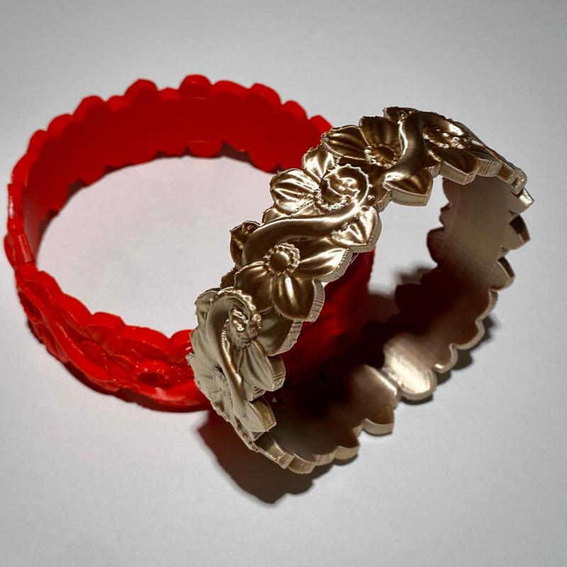 ✨ Golden Floral Bracelet 🌸 | Shiny 3D Printed Jewelry 💎