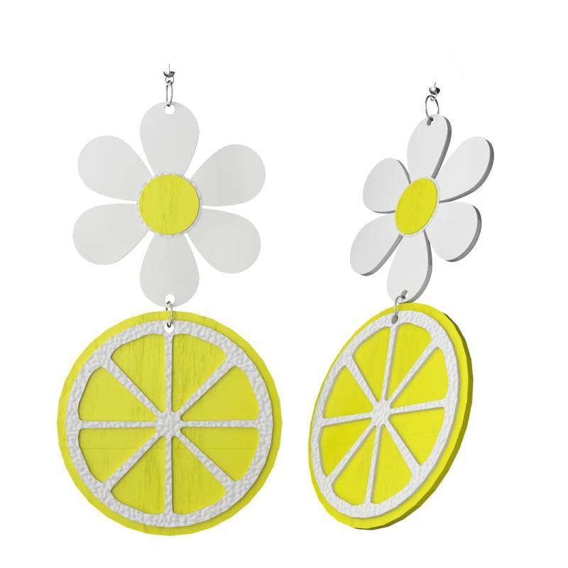 Lemon & Daisy Statement Earrings – 3D Printable Model