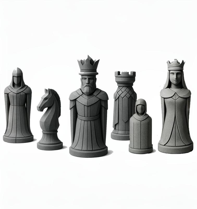 Medieval-Style 3D-Printed Chess Set – Minimalist Design