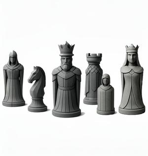 Medieval-Style 3D-Printed Chess Set – Minimalist Design