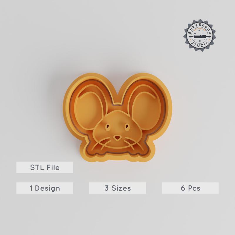Mouse Shape Cutter & Stamp Set, Perfect for Cookies & Fondant, Includes 6 Pieces in Sizes S/M/L, Cute Animal Design PRODUCT_5566