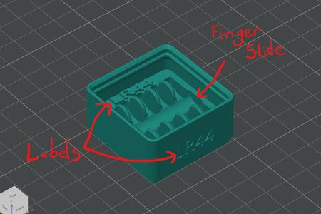 Gridfinity LR44 Holder with Label and Fingerslide