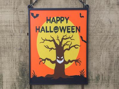 Halloween Scary Tree Sign