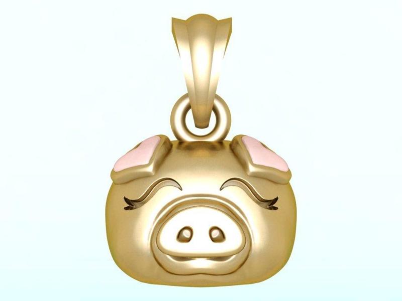Pig head pendant -  Zodiac pendant - N837