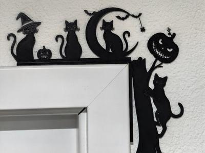 Halloween Cat Door Corner Frame Decoration 