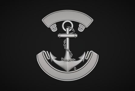 Anchor with ribbon Bas Relief 3D Model