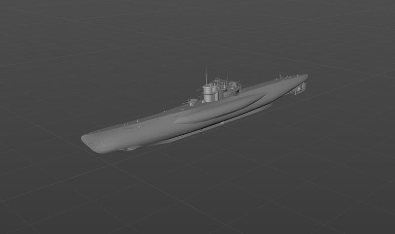 German U-VII C41 submarine 3D model material