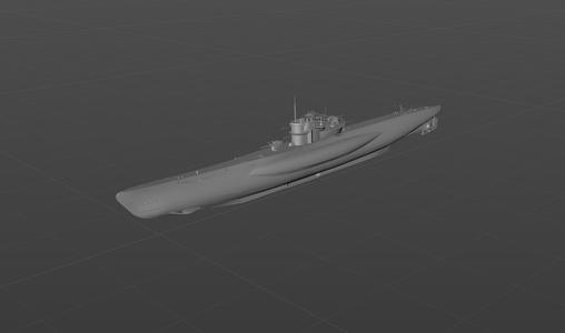 German U-VII C41 submarine 3D model material