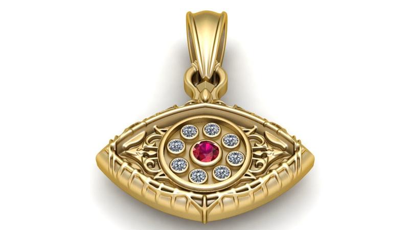 HUMAN EYE DESIGN DIAMOND PENDANT 3D PRINTABLE MODEL