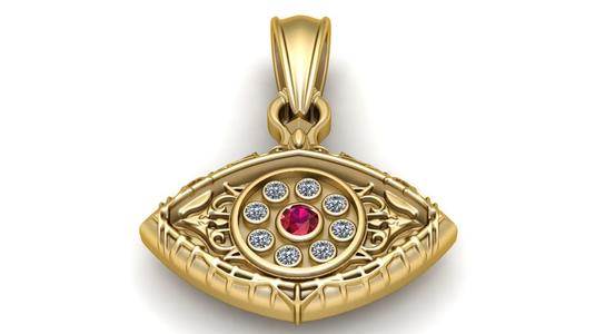 HUMAN EYE DESIGN DIAMOND PENDANT 3D PRINTABLE MODEL