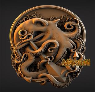 Octopus STL model, CNC router engraver, artcam, Aspire, cnc files, wood, art, wall decor, CNC