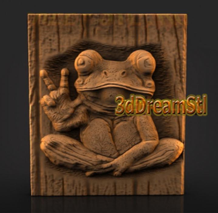 frog STL model, CNC router engraver, artcam, Aspire, cnc files, wood, art, wall decor, CNC
