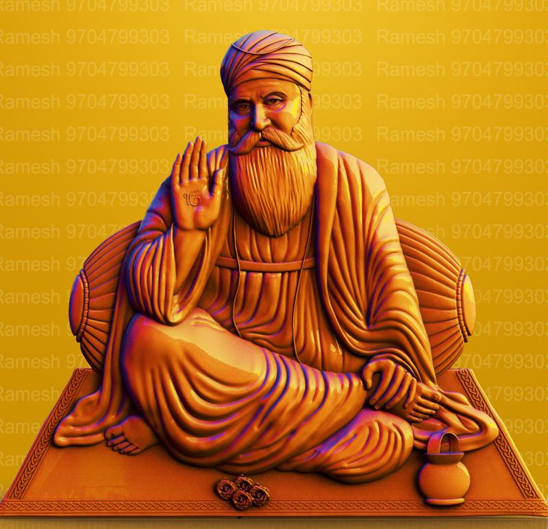 Guru Nanak 3d Relief for CNC and Guru Nanak 3d model for Jewelry CAD design
