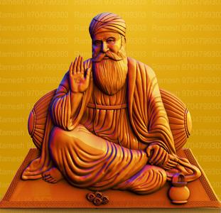 Guru Nanak 3d Relief for CNC and Guru Nanak 3d model for Jewelry CAD design