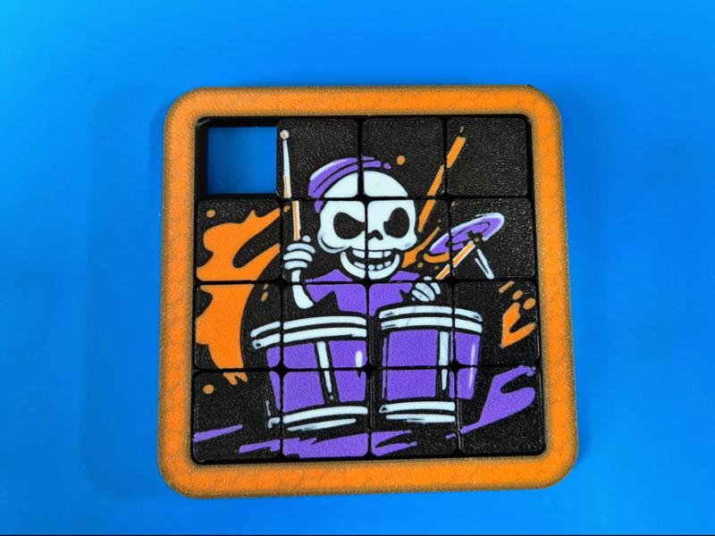 Halloween Skull Playing Drums Sliding Puzzle