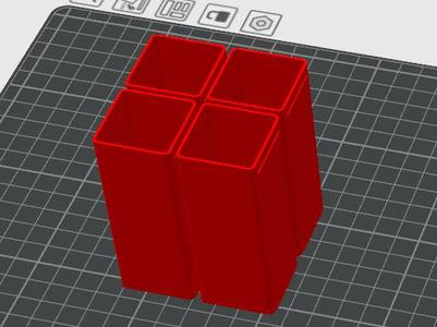 Four simple containers with tiny doors