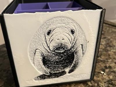 Manatee facing front Hueforge 100x100