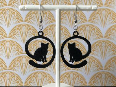 Black cat earrings, 0.4 mm nozzle 