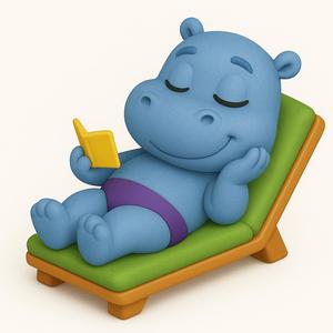 Relaxing Hippo | Sunbathing Reader.