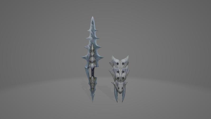 MONSTER HUNTER WORLD FROSTFANG BARIOTH SWORD AND SHIELD