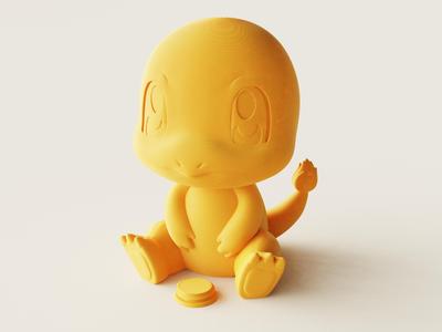 "Charmander Coin Bank - 3D Printable with Screw-On Base for Easy Access to Savings