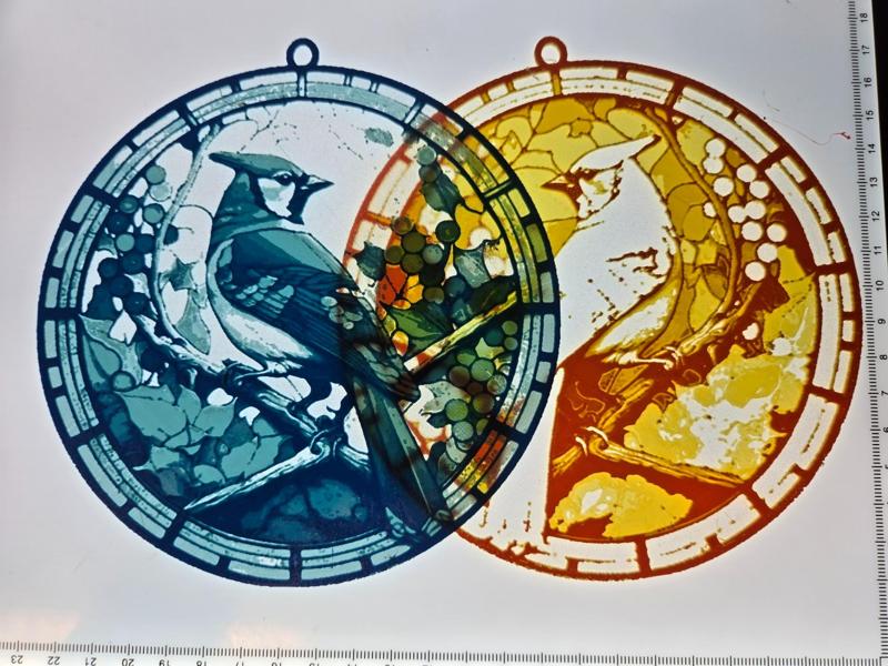 Stained-glass Lithophane Blue Jay #2