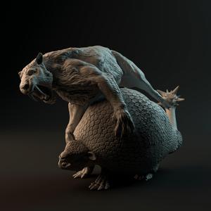 Doedicurus vs Smilodon 1-35 scale pre-supported