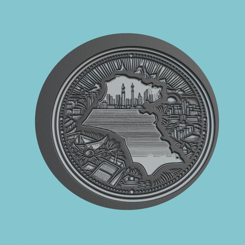 Kuwait Map Medallion CNC Kuwait 3d CNC Model Stl Obj