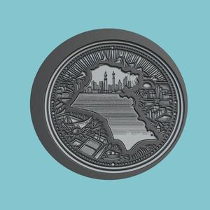 Kuwait Map Medallion CNC Kuwait 3d CNC Model Stl Obj