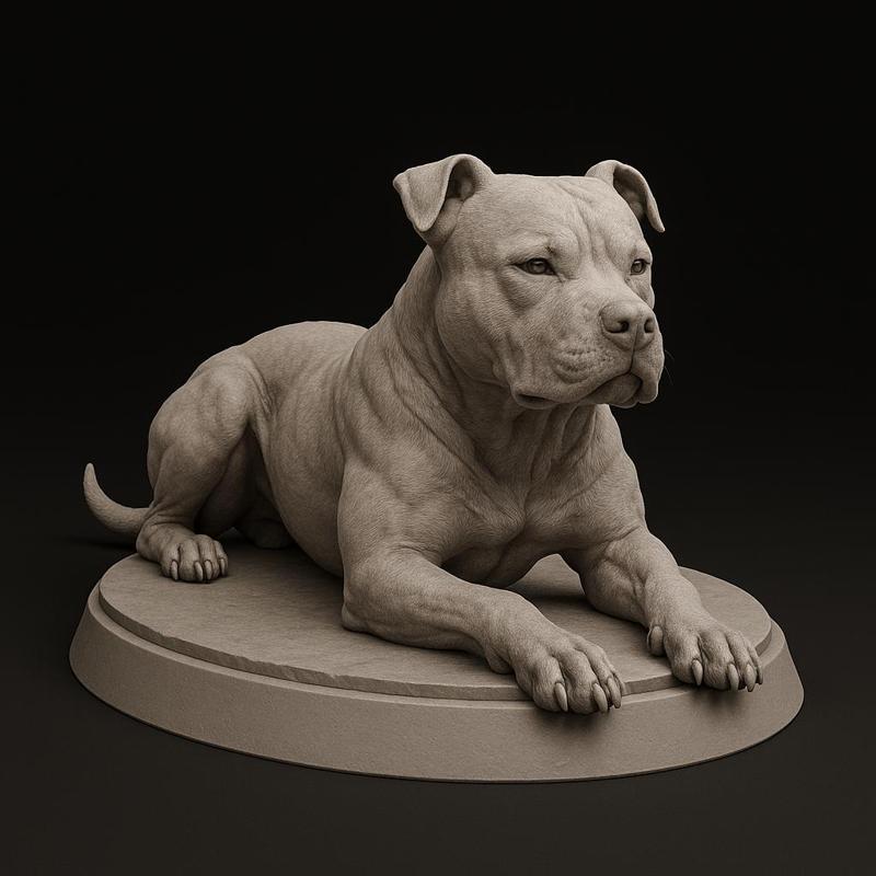 Pitbull Statue - 3D Printable Miniature