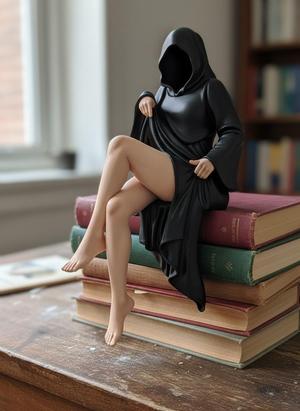 Hooded Grim Woman Shelf Sitter Figurine Halloween Decor