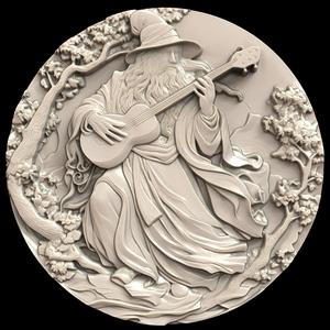 3D Model STL File for CNC Router/Laser & 3D Printer A Wizard Who Uses Music Instead of Spells. Circular Shape