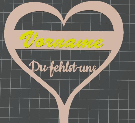 Grave plaque / shield for a grave, first name customizable