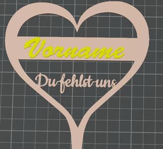 Grave plaque / shield for a grave, first name customizable