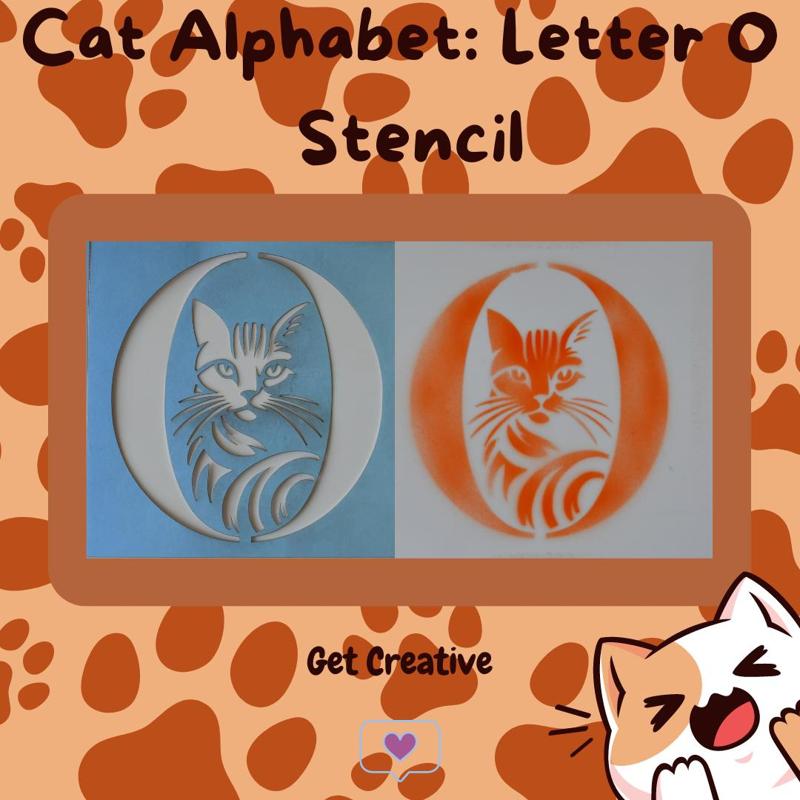 Cat Alphabet Letter O Stencil - STL & SVG Files