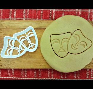 Theater Masks - Cookie cutters, dough - Sad, Happy, Comedy Symbol Drama