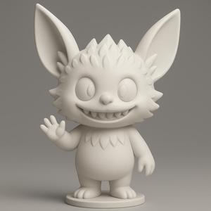 3D Printable Cute Creature Sculpture - White Marble Style