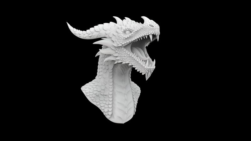 Dragon Bust with Open Mouth 3D print model