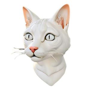Serene White Cat Bust