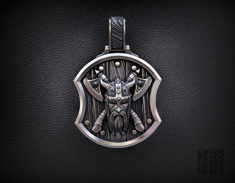 Warrior Pendant With Axes 3D Model