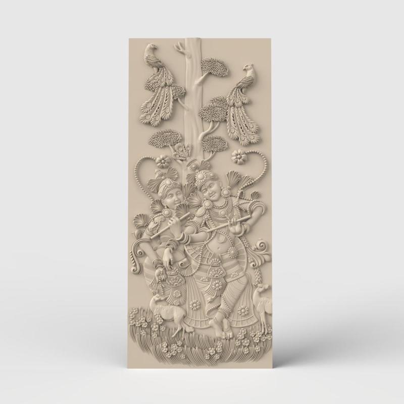 3D Model STL CNC Indian Painting Panel
