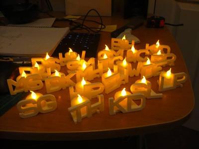 Printed 'place cards' with tealight holder